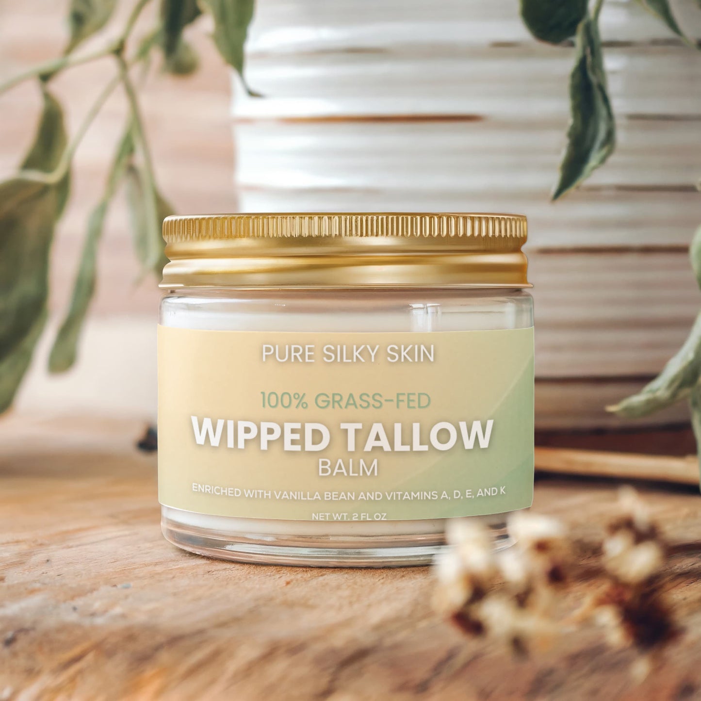 100% Grass-Fed Whipped Tallow Balm with Vanilla Bean